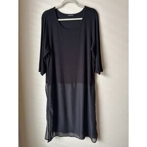 CHA CHA VENTE Black Sheer Tunic Top Dress Women's 1X Boho Chic Whimsigoth Artsy